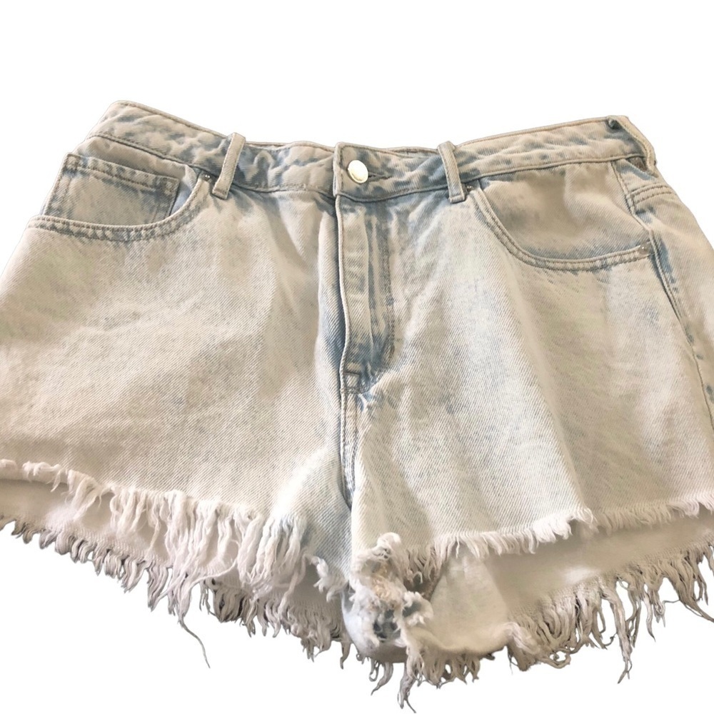 PACSUN Faded High Rise Festival Fringe Shorts 29” Sexy Light Wash Cut Offs